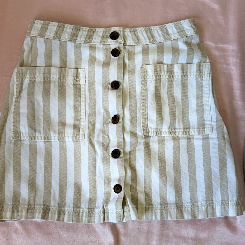 Striped Button-Front Skirt